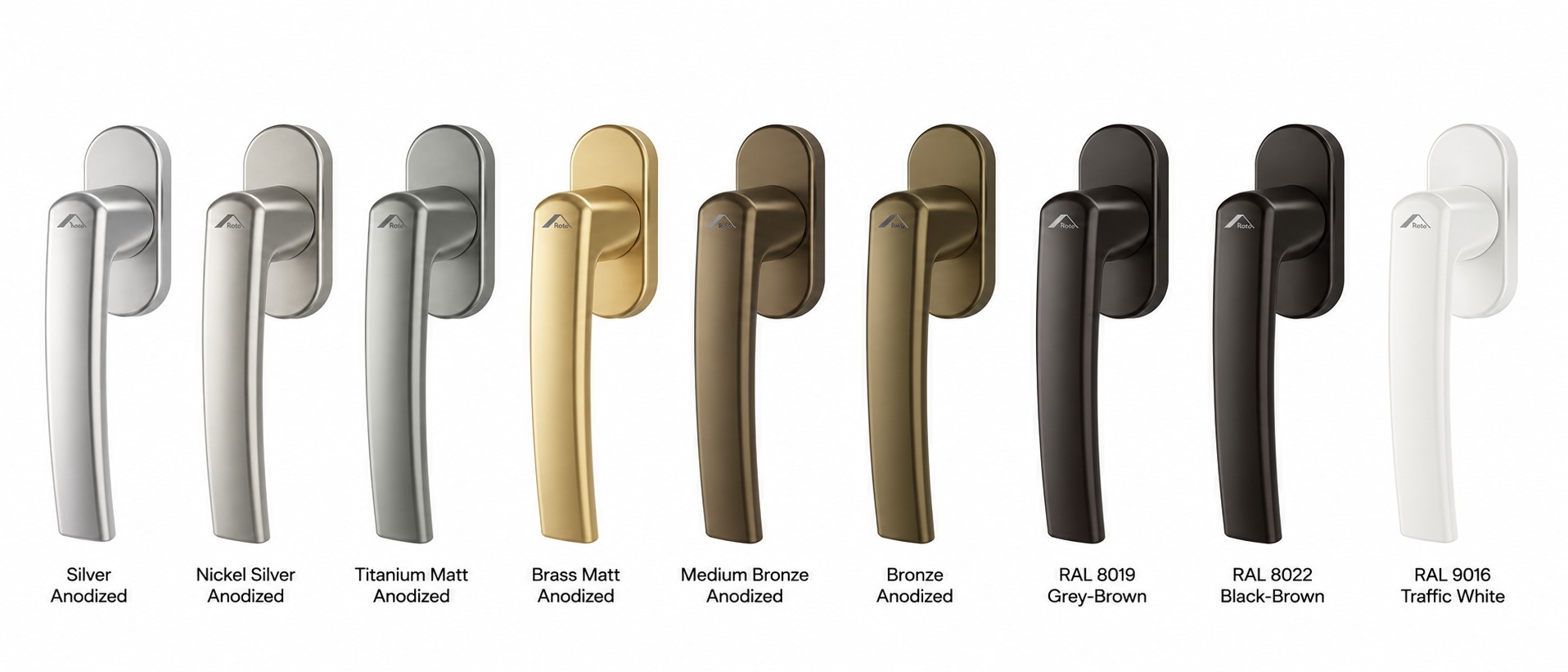 Roto handle finishes collection — nine finishes