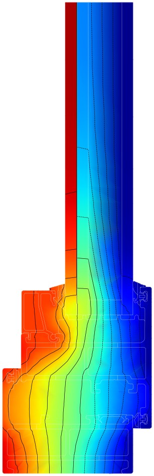 GR70 Casement Window sill temperature map