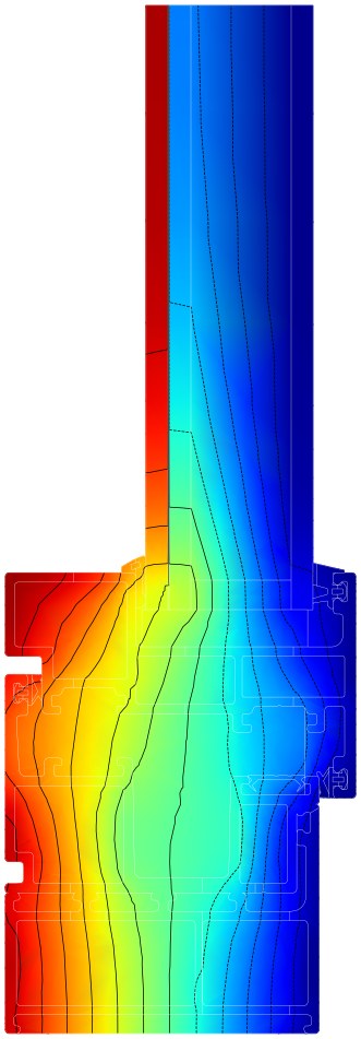 GR85 Casement Window sill, with insect screen temperature map